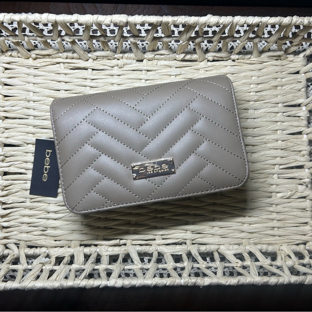 bebe Crossbody Quilted Taupe Handbag